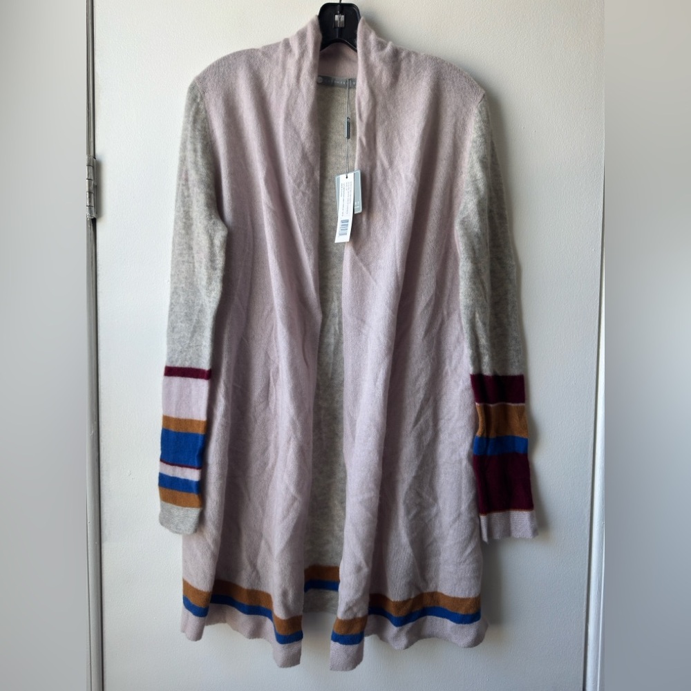 InCashmere Dove Grey Comboy Multicolor Striped Cardigan